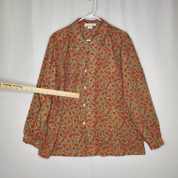 Impressions Button Top Women's 20W Red Ditsy Floral - Picture 9 of 12